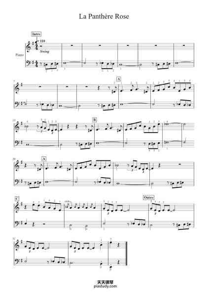 “La Panthère Rose”钢琴谱-Henry Mancini-免费下载-天天钢琴