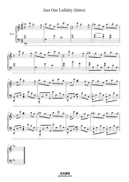 “Just Our Lullaby (Intro)”钢琴谱-Tatebush-免费下载-天天钢琴
