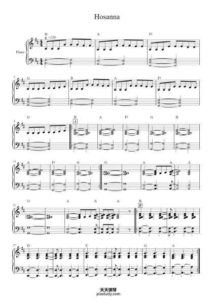 “Hosanna”钢琴谱-
Transcripción por:
Isai Rdz-免费下载-天天钢琴