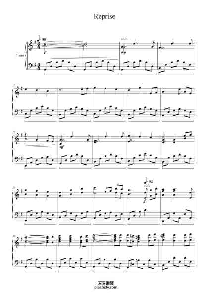 “Reprise”钢琴谱-Composer: Joe Hisaishi-免费下载-天天钢琴