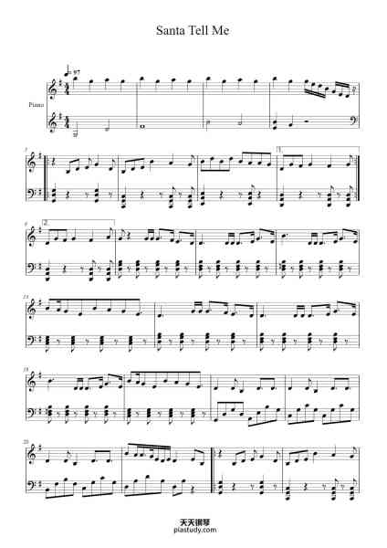 “Santa Tell Me”钢琴谱-Arranged by Samuel -免费下载-天天钢琴