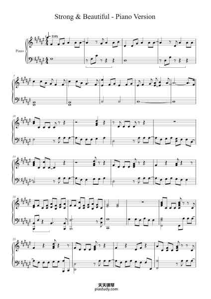 “Strong & Beautiful - Piano Version”钢琴谱-Jennifer Ayache/ Superbus-免费下载-天天钢琴