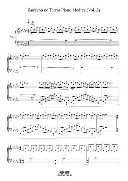 “Zankyou no Terror Piano Medley (Vol. 2)”钢琴谱-Eusell Eiyer-免费下载-天天钢琴