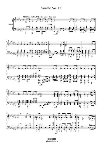 “Sonate No. 12 in A-flat Major, Op. 26: III. Marche funèbre”钢琴谱-Ludwig van Beethoven
(1770 - 1827)-免费下载-天天钢琴