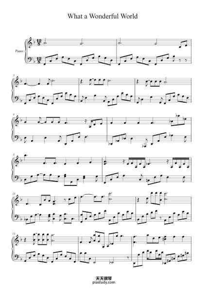 “What a Wonderful World”钢琴谱-Louis Armstrong-免费下载-天天钢琴