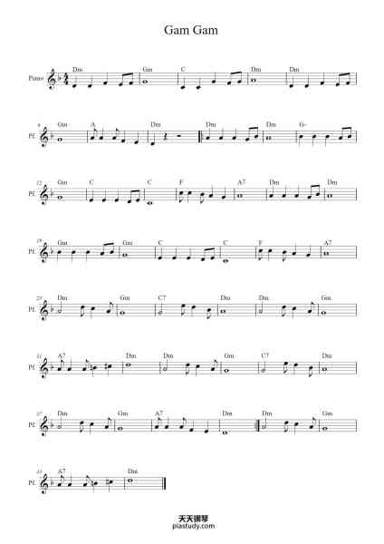 “Gam Gam”钢琴谱-Aria popolare ebraica-免费下载-天天钢琴