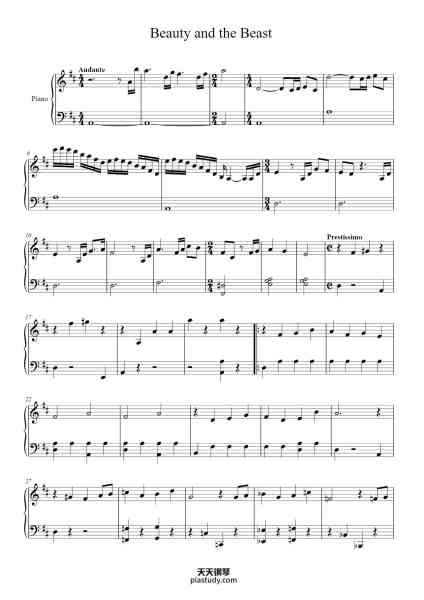“Belle - Beauty and the Beast”钢琴谱-Alan Menken-免费下载-天天钢琴