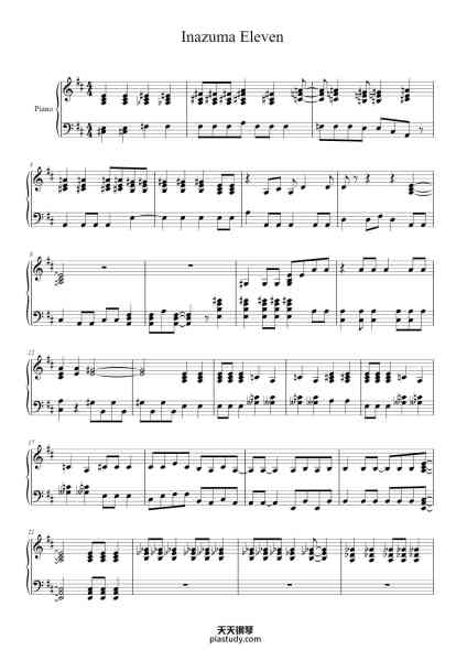 “Inazuma Eleven”钢琴谱-Yasunori Mitsuda-免费下载-天天钢琴
