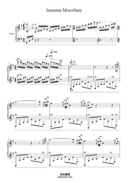 “Inazuma Miscellany”钢琴谱-Arr. by Jason Chen-免费下载-天天钢琴