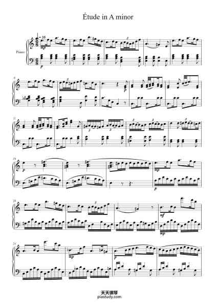 “Étude in A minor”钢琴谱-Louise Farrenc (1804-75)-免费下载-天天钢琴