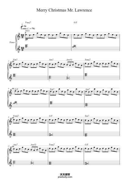 “Merry Christmas Mr. Lawrence”钢琴谱-Ryuichi Sakamoto-免费下载-天天钢琴
