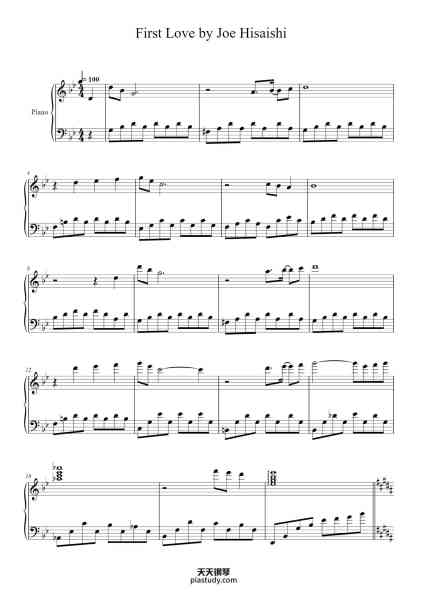 “First Love by Joe Hisaishi”钢琴谱-Joe Hisaishi-免费下载-天天钢琴