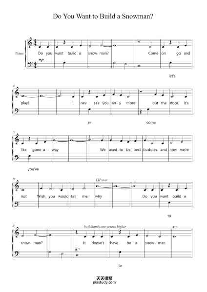 “Do You Want to Build a Snowman?”钢琴谱-Lopez, arr. Acheson
-免费下载-天天钢琴