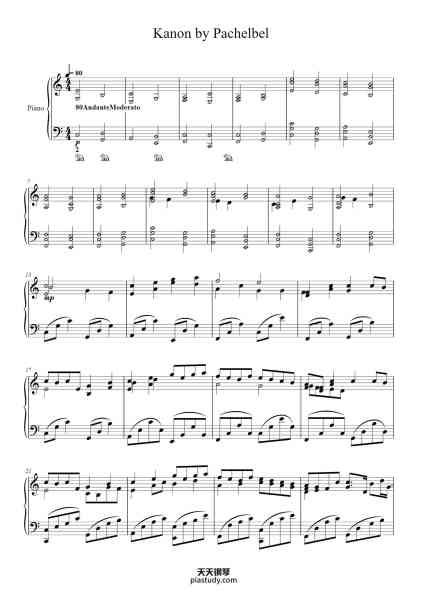 “Kanon by Pachelbel”钢琴谱-帕赫贝尔-Pachelbel-免费下载-天天钢琴