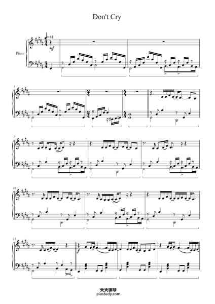 “Don't Cry”钢琴谱-Words & Music by Izzy Stradlin' and W. Axl Rose-免费下载-天天钢琴