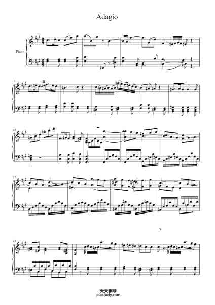 “Adagio”钢琴谱-Wolfgang Amadeus Mozart-免费下载-天天钢琴
