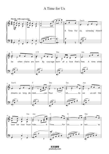 “A Time For Us”钢琴谱-Words by: Larry Kusik and Eddie Snyder Music by: Nino Rota-免费下载-天天钢琴