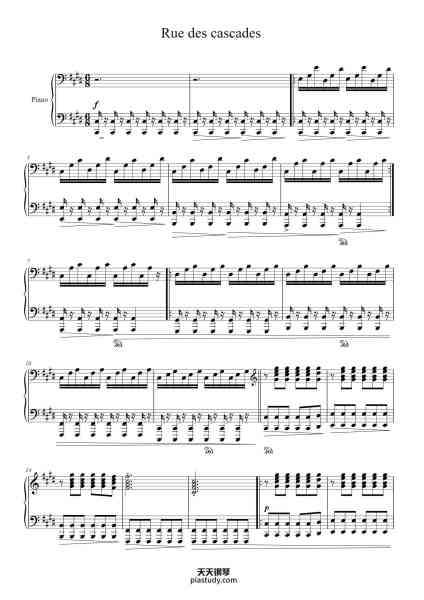 “Rue des Cascades”钢琴谱-Yann Tiersen-免费下载-天天钢琴