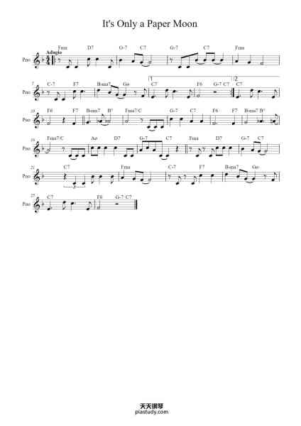 “It's Only a Paper Moon”钢琴谱-Harold Arlen-免费下载-天天钢琴