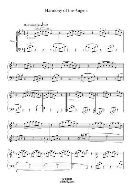 “Harmony of the Angels Op. 100, No. 21”钢琴谱-Friedrich Burgmüller-免费下载-天天钢琴