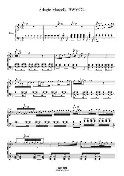 “Concerto in D Minor, BWV 974: II. Adagio”钢琴谱-Air de Alessandro MARCELLO Arrangement Jean-Sébastien BACH Interprétation de Glenn Gould Transcription François Haack-免费下载-天天钢琴