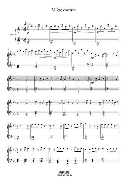 “Mikrokosmos”钢琴谱-arranged by kay ross-免费下载-天天钢琴