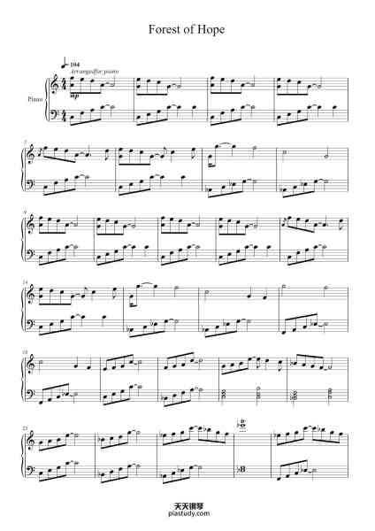 “Forest of Hope”钢琴谱-Nellvi-免费下载-天天钢琴