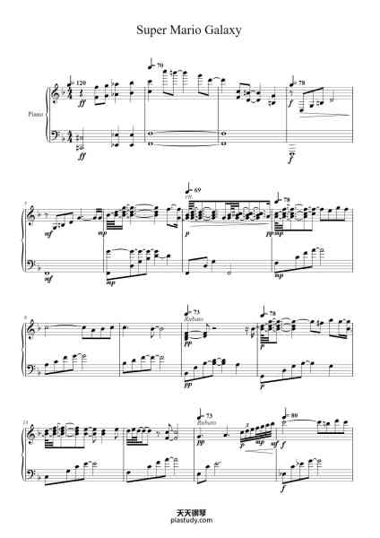 “Super Mario Galaxy”钢琴谱-Composed By: Mahito Yokota Arranged By: Enoch Taralson-免费下载-天天钢琴