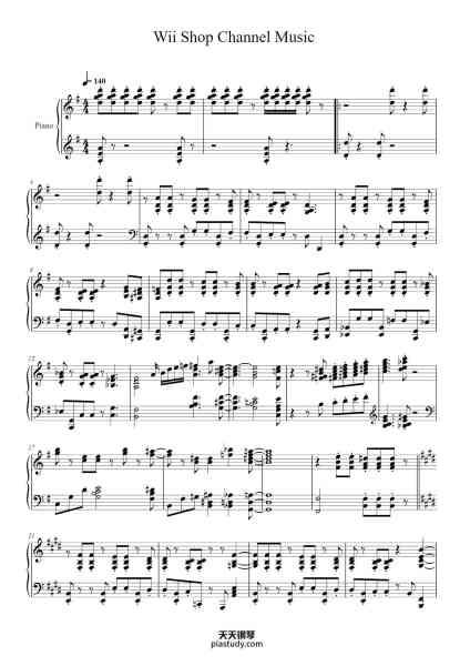 “Wii Shop Channel Music”钢琴谱-Kazumi Totaka-免费下载-天天钢琴
