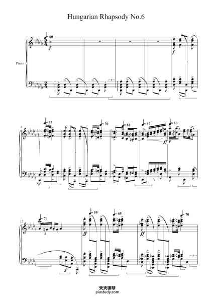 “Hungarian Rhapsody No. 6 in D-flat Major, S.244/6”钢琴谱-Franz Liszt-免费下载-天天钢琴