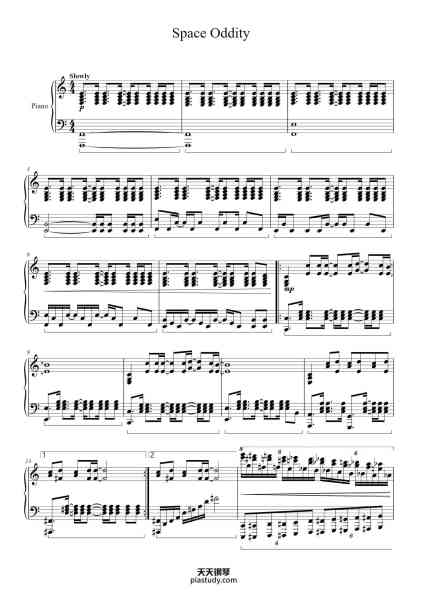 “Space Oddity”钢琴谱-Written by David Bowie-免费下载-天天钢琴