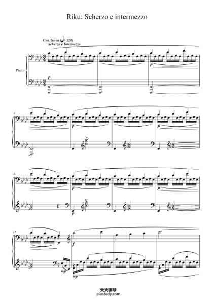 “Riku: Scherzo e intermezzo”钢琴谱-Yoko Shimomura-免费下载-天天钢琴