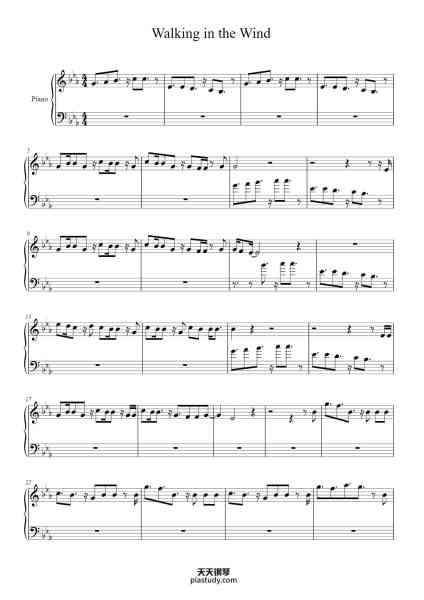 “Walking in the Wind”钢琴谱-One Direction-免费下载-天天钢琴