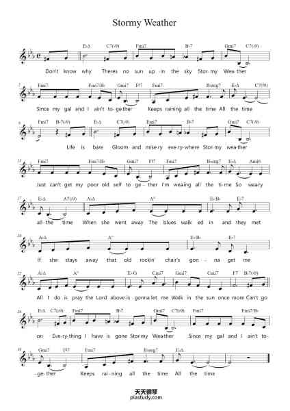 “Stormy Weather”钢琴谱-Ted Koehler Harold Arlen-免费下载-天天钢琴