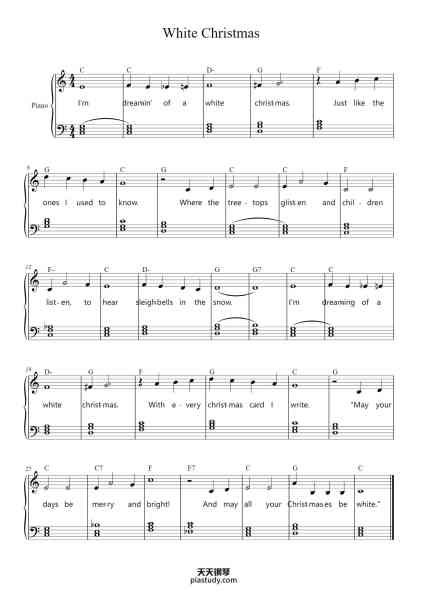 “White Christmas”钢琴谱-Irving Berlin-免费下载-天天钢琴