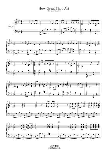 “How Great Thou Art”钢琴谱-Arr: Ted Smith ©1963-免费下载-天天钢琴