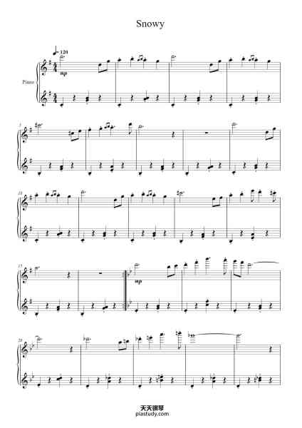 “Snowy”钢琴谱-Toby Fox Trans. Gina Lee-免费下载-天天钢琴
