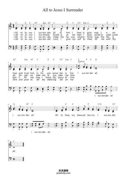 “All to Jesus I Surrender”钢琴谱-Winfield S. Weeden, 1896-免费下载-天天钢琴