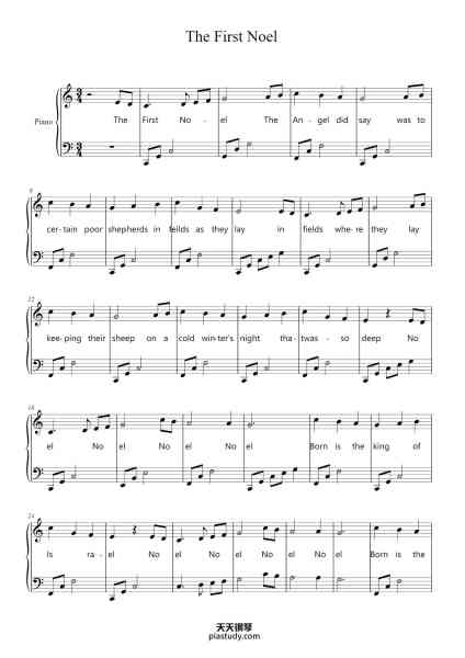 “The First Noel”钢琴谱-Traditional-免费下载-天天钢琴
