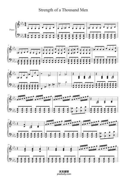 “Strength of a Thousand Men - Piano Solo”钢琴谱-Two Steps From Hell-免费下载-天天钢琴