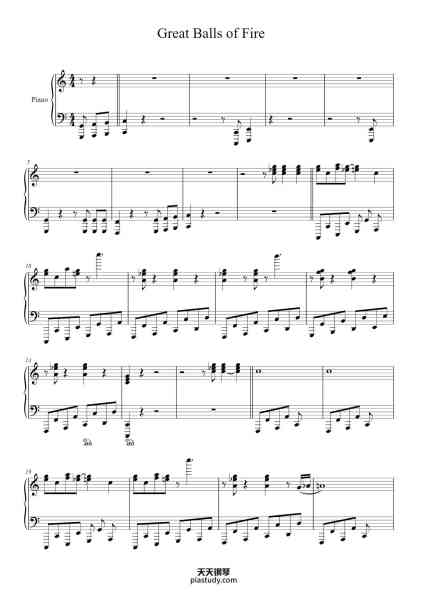 “Great Balls of Fire”钢琴谱-Jerry Lee Lewis-免费下载-天天钢琴