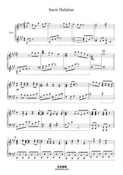 “Snow Halation”钢琴谱-Written by Hata Aki Composed by Tamada Takahiro-免费下载-天天钢琴