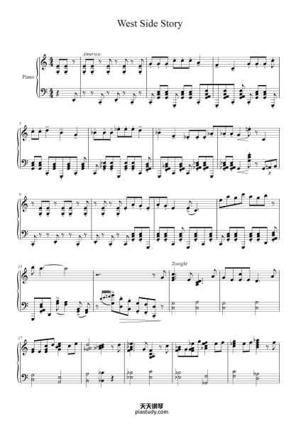 “West Side Story”钢琴谱-Leonard Bernstein-免费下载-天天钢琴