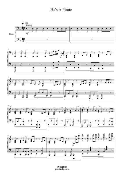 “He's A Pirate”钢琴谱-Hans Zimmer & Klaus Badelt-免费下载-天天钢琴