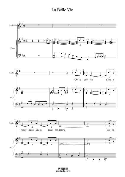 “La Belle Vie”钢琴谱-Sacha Distel-免费下载-天天钢琴