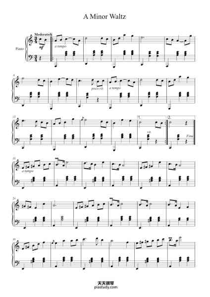“A Minor Waltz”钢琴谱-Hubhale-免费下载-天天钢琴