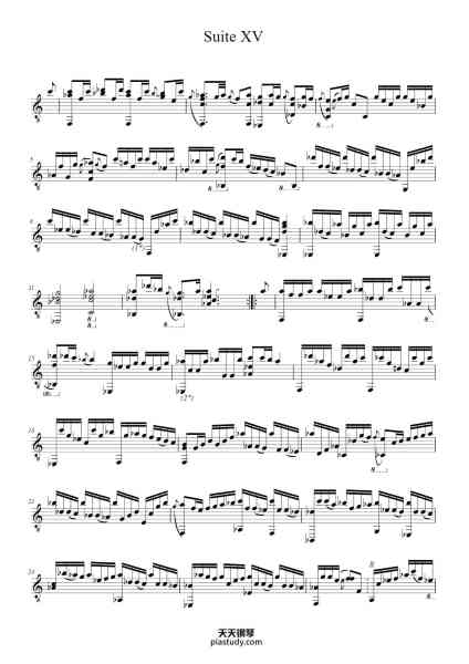 “Suite XV”钢琴谱-Silvius Leopold Weiss;Jean-Daniel Forget-免费下载-天天钢琴