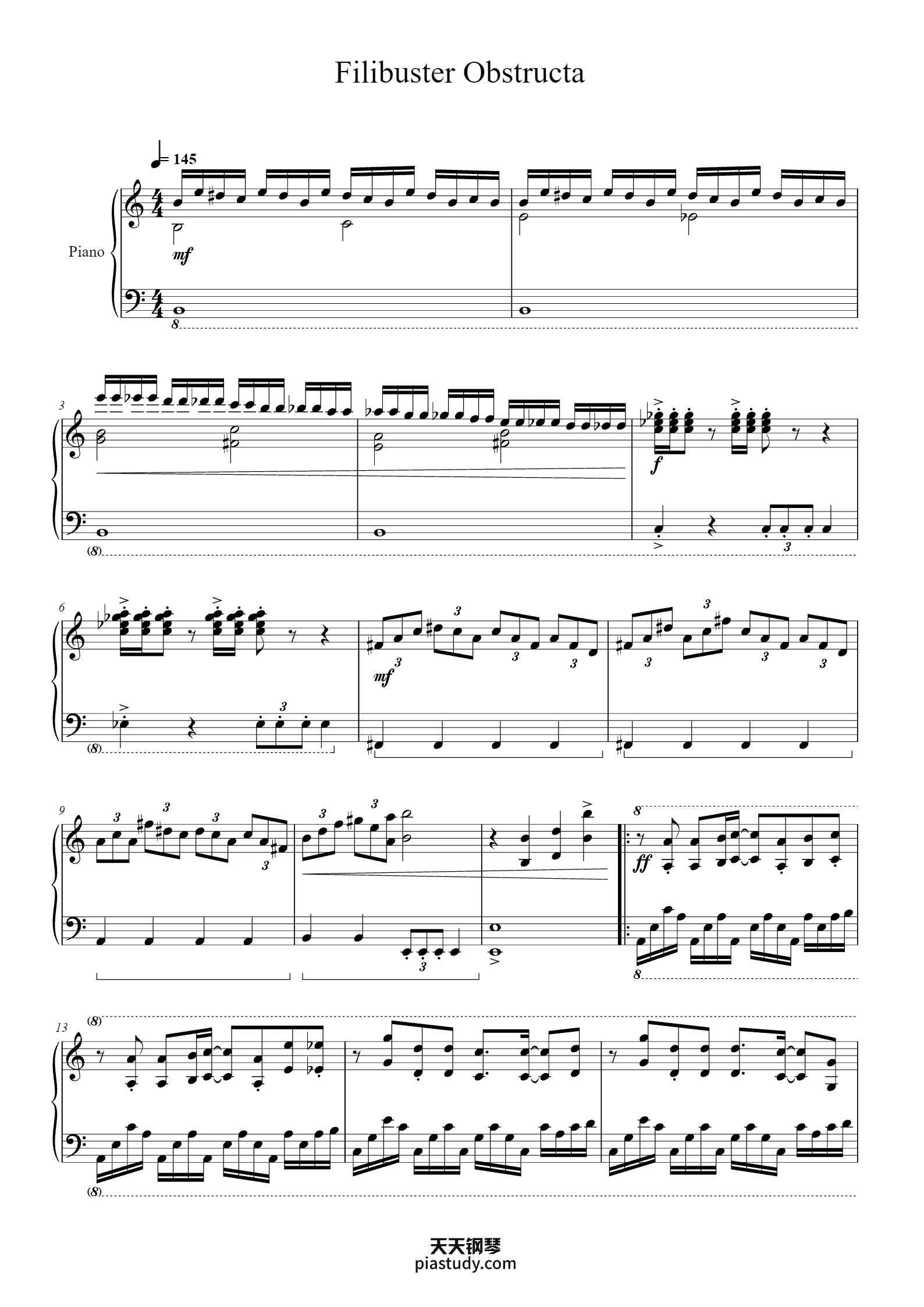 'Filibuster Obstructa' - Piano Sheet Music By The Battle Cats | TOPiano