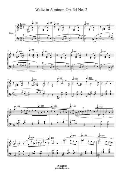 “Waltz in A Minor, Op. 34 No. 2”钢琴谱-Frédéric Chopin-免费下载-天天钢琴