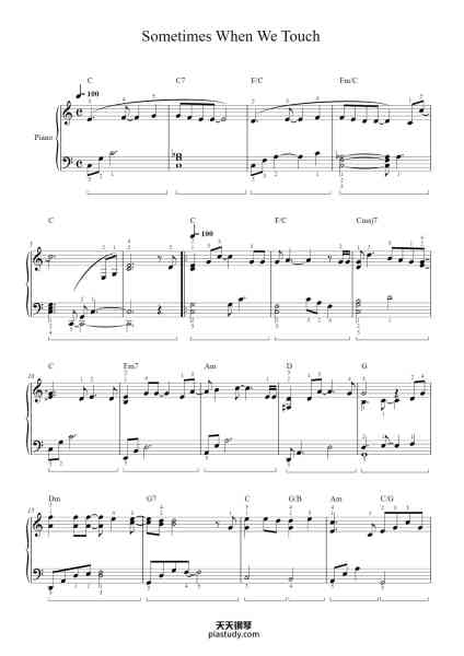 “Sometimes When We Touch”钢琴谱-Wildeke Jefbeth-免费下载-天天钢琴